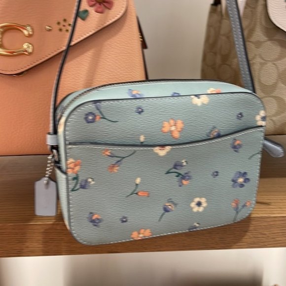 Coach c8699 Mini Camera Bag With Mystical Floral Print Light Teal Multi - Picture 8 of 16